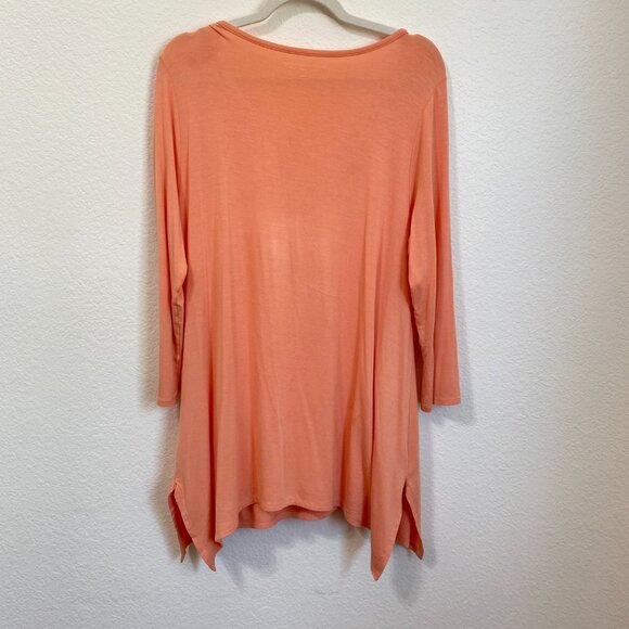Soft Surroundings Freya Henley Tunic Top Peach Coral Pocket Front Boho Modal - Picture 7 of 7